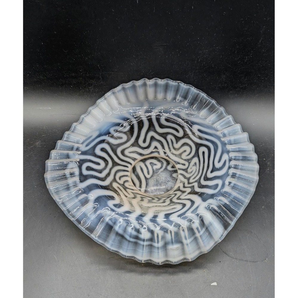 Vintage Opalescent Jefferson Glass Swirling Maze‎ Candy Dish Bowl Decor 8"